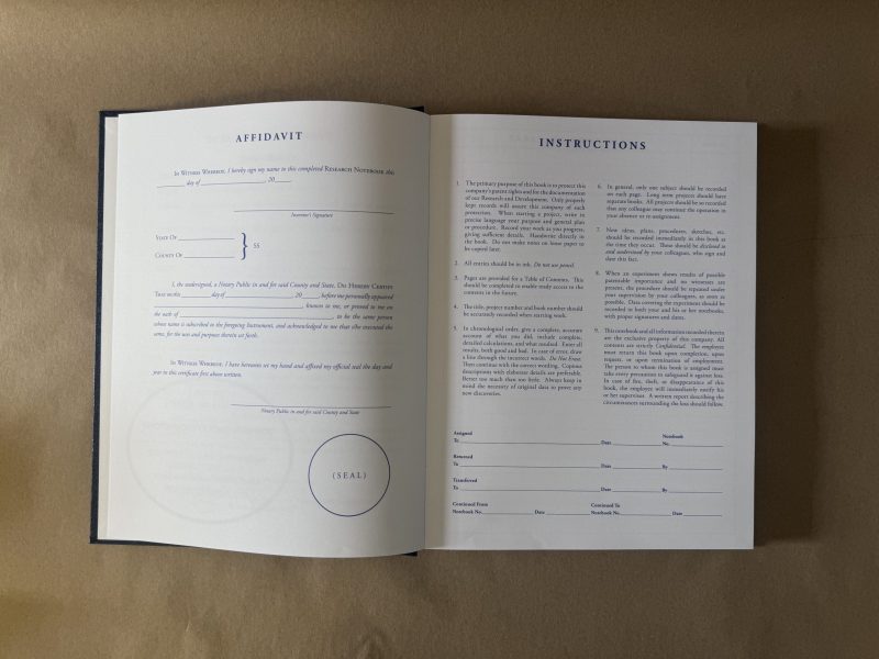 Blue Hardcover Lab Notebook | Scientific Bindery Production
